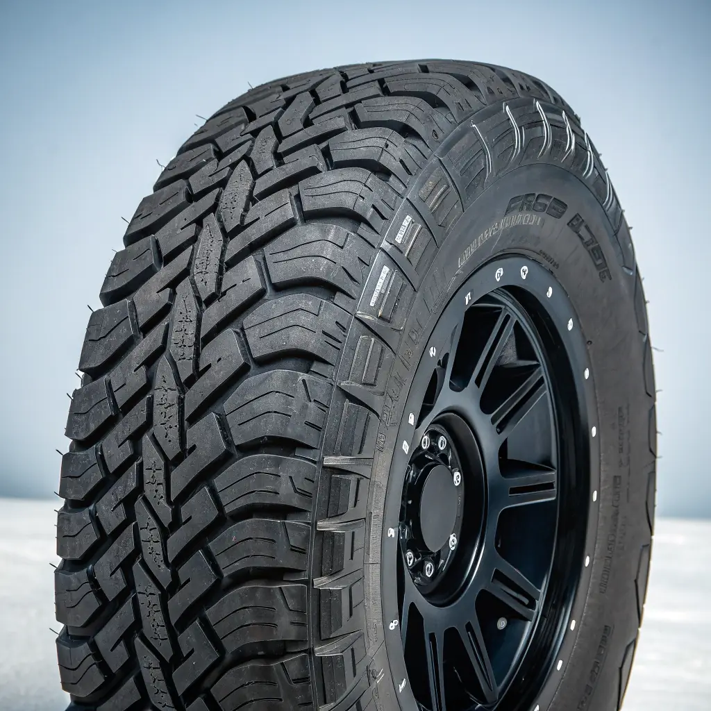 A rugged all-terrain tire suitable for both on-road and off-road adventures.